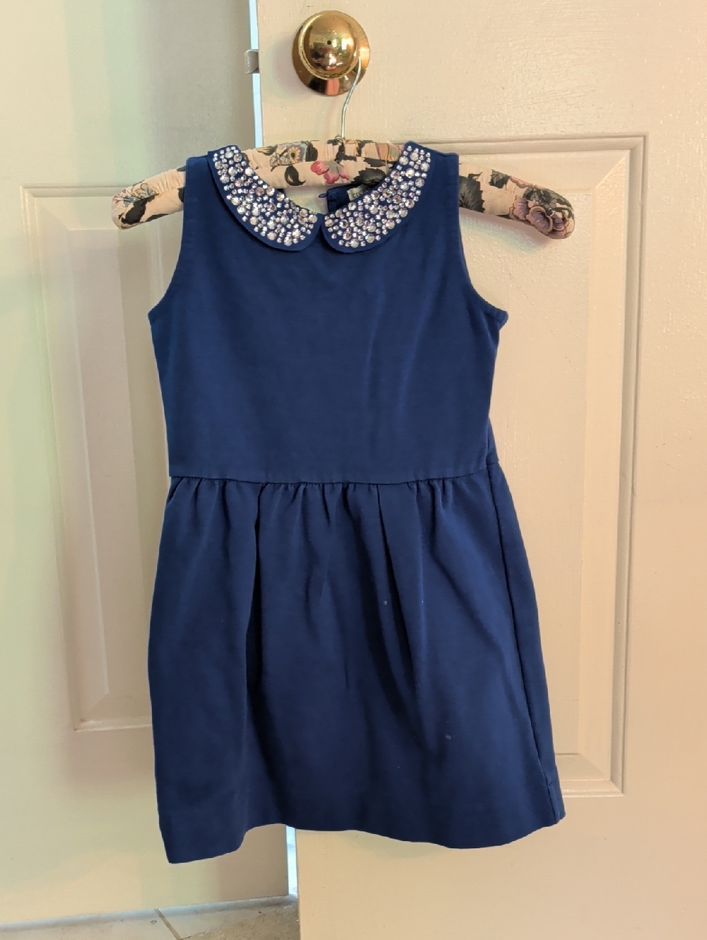 Crewcuts Navy Sleeveless Dress with Jeweled Peter Pan Collar